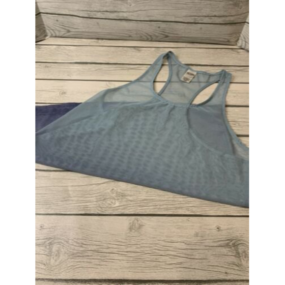 Victoria Secret Sport Size S Sheer Mesh Tank Top Racerback Blue Ombré VS Layer - Picture 10 of 10
